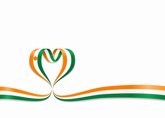 Niger flag heart-shaped ribbon. Vector illustration.