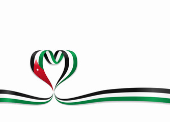 Jordanian flag heart-shaped ribbon. Vector illustration.