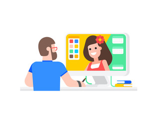 Rear view of male illustrator