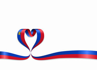 Liechtenstein flag heart-shaped ribbon. Vector illustration.