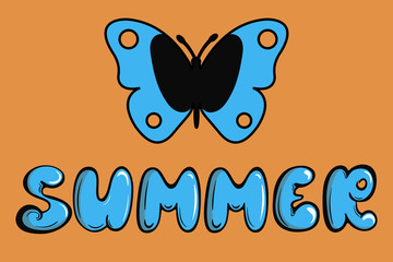 Summer and butterfly on orange