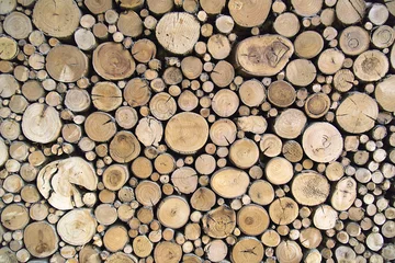 Möbelaufkleber Sawn timber logs stacked for a wood burning stove. Close up in full frame and a horizontal format © Jackie Davies