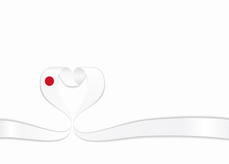 Japanese flag heart-shaped ribbon. Vector illustration.