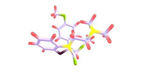 Fototapeta na wymiar Diltiazem molecular structure isolated on white