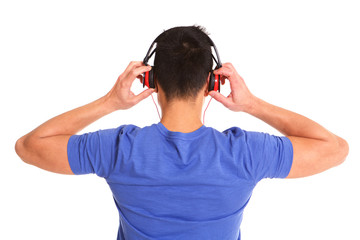 Man with headphones to listen music