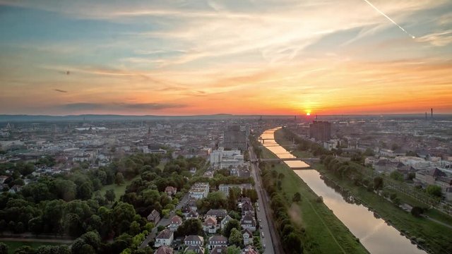 Beautiful Day To Night Time Lapse Of Mannheim 4k