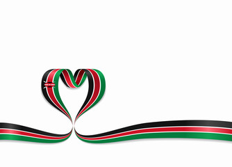 Kenyan flag heart-shaped ribbon. Vector illustration.
