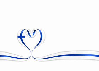 Finnish flag heart-shaped ribbon. Vector illustration.