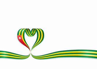 Togolese flag heart-shaped ribbon. Vector illustration.