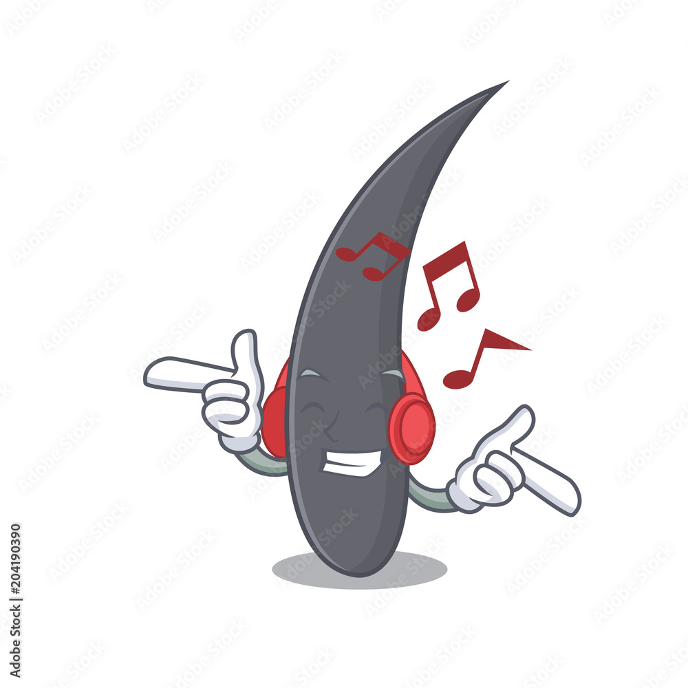 Sticker Listening music hair mascot cartoon style