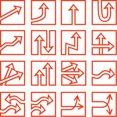 Set of different red arrows icons