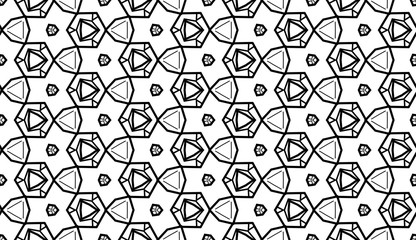 Design for printing on fabric, textile, paper, wrapper. Authentic geometric background in repeat. Black and white Seamless pattern