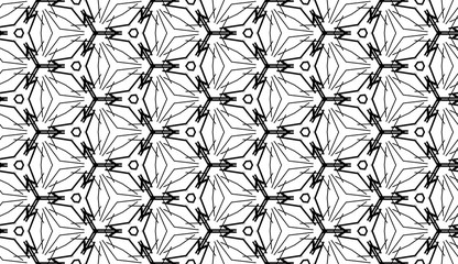 Design for printing on fabric, textile, paper, wrapper. Authentic geometric background in repeat. Black and white Seamless pattern