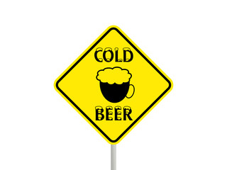 Obraz premium Sign with glass of cold beer.