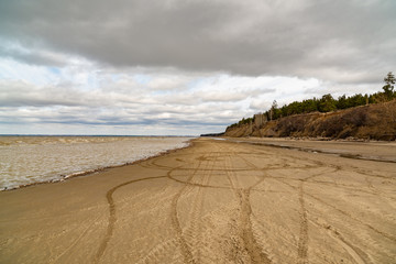 Spring landscape at the Ob reservoir