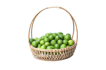 Lemon green on Rattan Basket isolated
