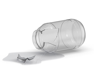 Broken jar, 3d rendering.