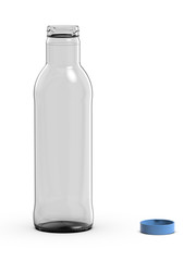 Glass bottle, 3D rendering.