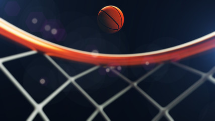 3D illustration of Basketball ball falling in a hoop © artegorov3@gmail