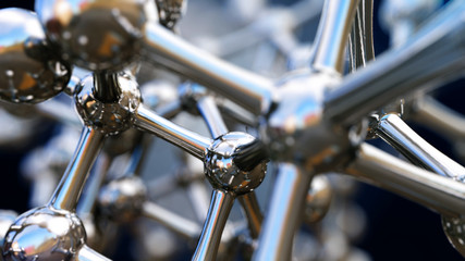Fototapeta na wymiar 3D illustration of iron molecule made of stainless steel