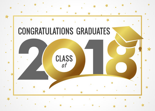 Graduating class of 2018 vector illustration. Class of 2018 light design graphics for decoration with golden colored for design cards, invitations or banner