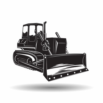 monochrome bulldozer icon