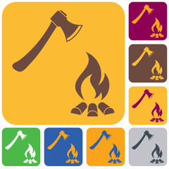 The ax and campfire icon
