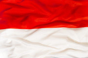 Poland national flag with waving fabric 