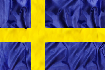 Sweden national flag with waving fabric 