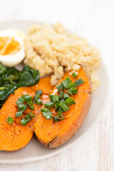 sweet potato with quinoa, boiled egg