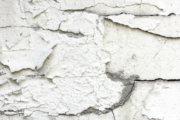 Old cracked white wall background 