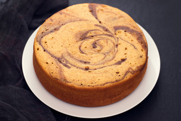 pumpkin sweet cake on white dish