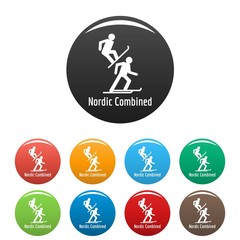Nordic combined icon. Simple illustration ofnordic combined vector icons set color isolated on white