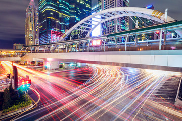 The speed lighting night in city