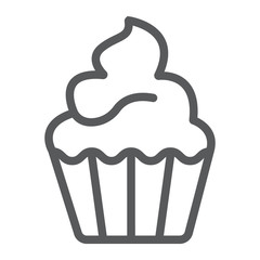 Cupcake line icon, sweet and tasty, dessert sign vector graphics, a linear pattern on a white background, eps 10.
