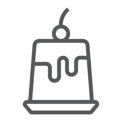 Pudding jelly line icon, sweet and tasty, dessert sign vector graphics, a linear pattern on a white background, eps 10.