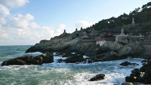 Haedong Yonggungsa Temple is one of the few temples built by the sea. It has become a popular tourist attraction of Busan in South Korea.