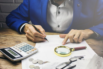 Accountant calculates tax.