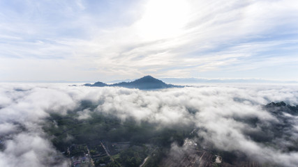Aerial view of morning fog