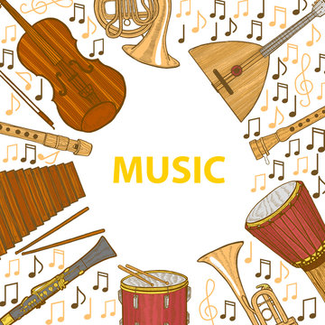 Musical Instruments Template in Hand Drawn Style