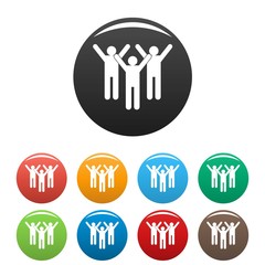 Winning teamwork icon. Simple illustration of winning teamwork vector icons set color isolated on white