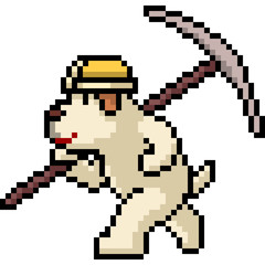 Fototapeta premium vector pixel art dog worker