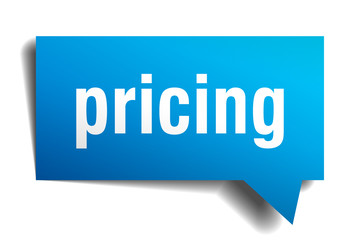 pricing blue 3d speech bubble