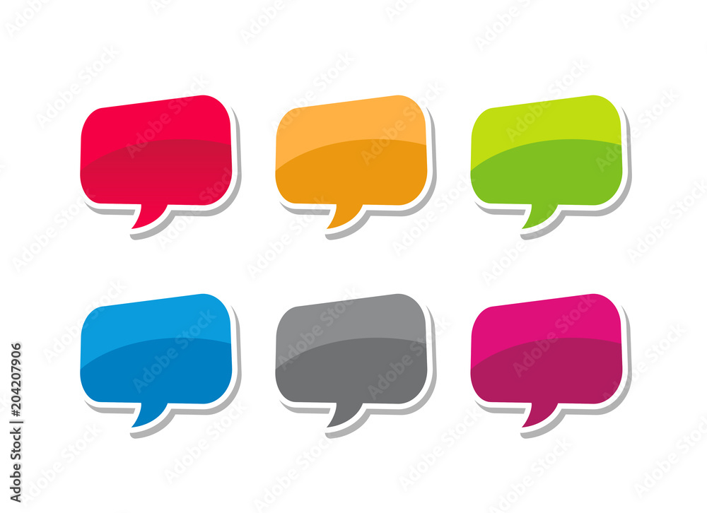 Wall mural speech bubble, colorfull bubble text vector illustration set