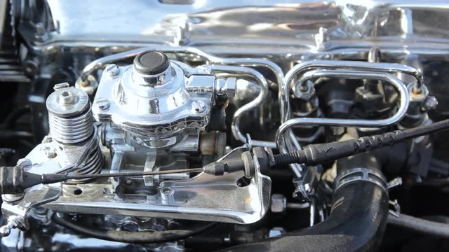 Close up detail of new car engine