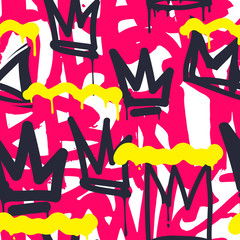 Vector graffiti seamless pattern with abstract colorful bright t © vanzyst