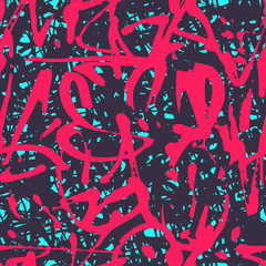 Vector graffiti seamless pattern with abstract colorful bright t © vanzyst