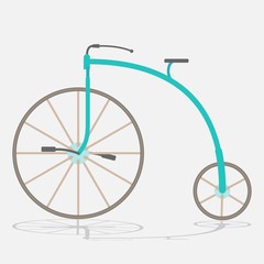 Retro bicycle with large front wheel painted in the style of doodle