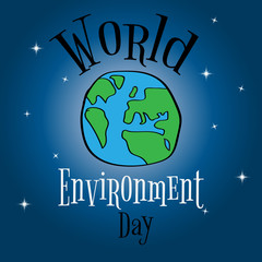 World environment day. Earth globe with splashes in watercolor style art.. Concept design for banner, greeting card, t-shirt, print, poster. Vector illustration