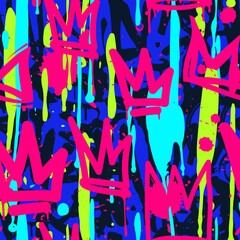 Vector graffiti naadloos patroon met abstracte kleurrijke tags